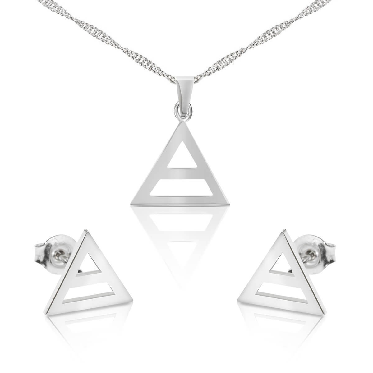 Komplet biżuterii srebrnej trójkąty