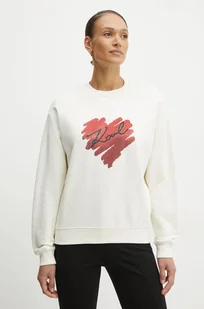Karl Lagerfeld bluza bawełniana damska kolor beżowy z aplikacją A1W20045 - Bluzy damskie - miniaturka - grafika 1