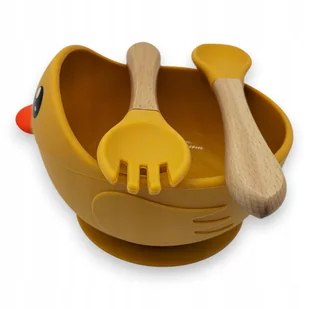 Miseczka z przyssawką silikonowa dla dziecka na przekąski łyżka widelec BLW - Miseczki i talerzyki dla dzieci - miniaturka - grafika 1