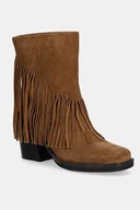 Botki damskie - Steve Madden botki zamszowe Pia-F damskie kolor brązowy na słupku 11004805 - miniaturka - grafika 1