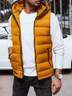 Kamizelki męskie - Kamizelka męska pikowana z kapturem żółta Dstreet TX4752 - miniaturka - grafika 1