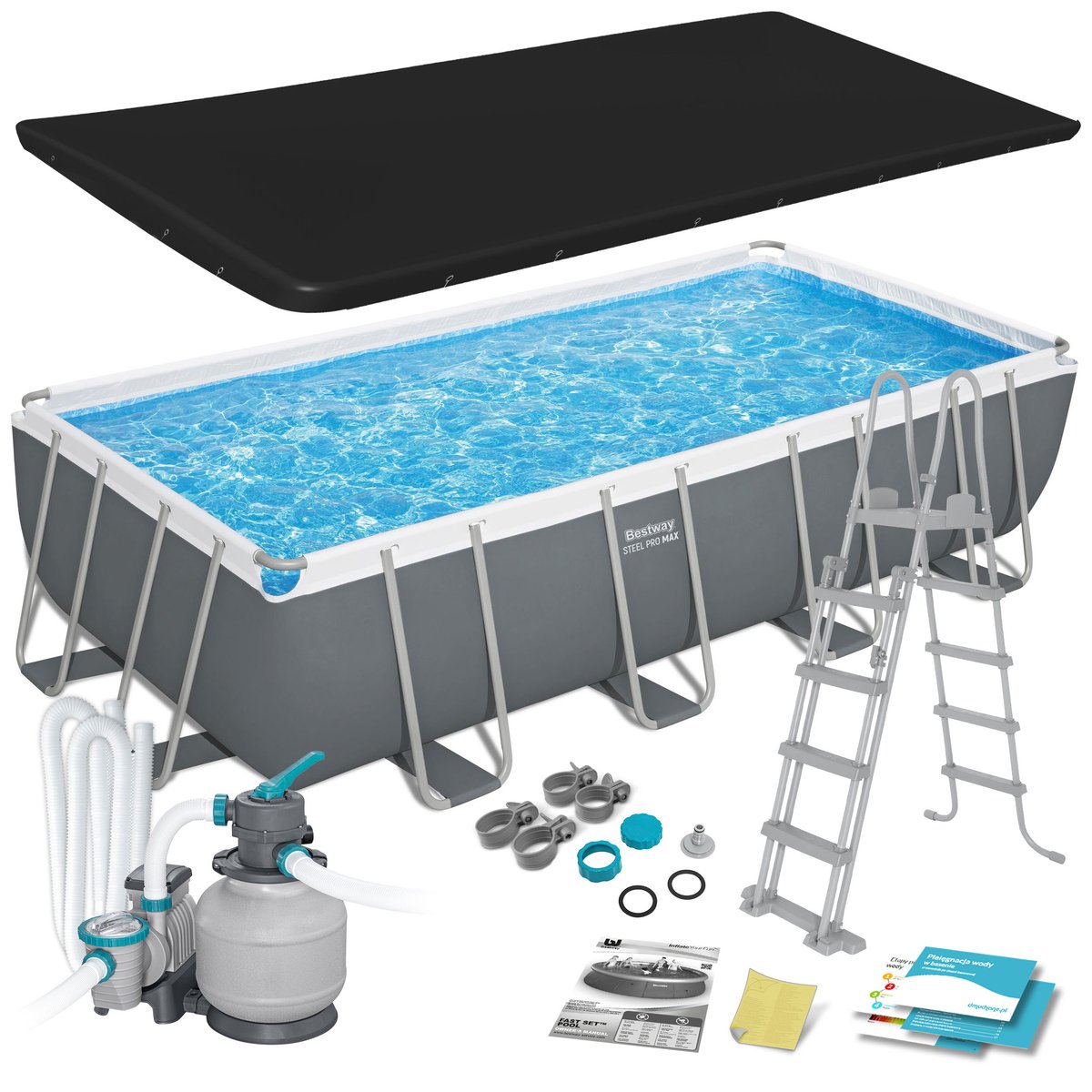 Basen Stelażowy Ogrodowy Z Pompą Duży Zestaw 549 X 274 X 122 Cm Bestway