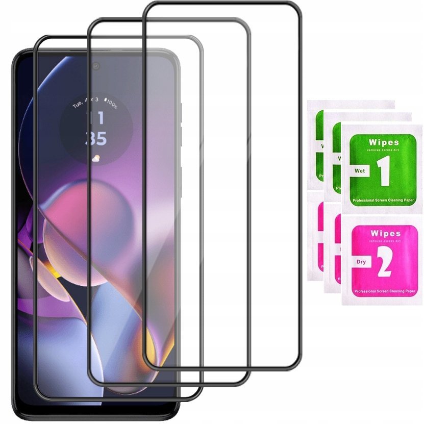 3x Szkło Hartowane do Motorola G54 5G / G54 Power na cały ekran pełne 5D 9H