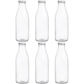 Shakery i bidony sportowe - Orion Butelka szklana na mleko do mleka lemoniady soku z zakrętką 1 l zestaw butelek 6 sztuk - miniaturka - grafika 1