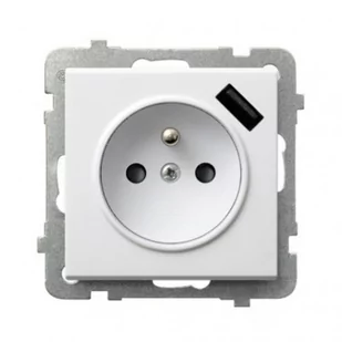 Ospel Sonata biały gniazdo z uziemieniem + USB GP-1RZPUSB/m/00 - Gniazdka elektryczne - miniaturka - grafika 1