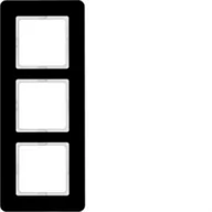 Klawisze i ramki - Hager polo Q.7 Ramka potrójna szkło czarny 10136076 10136076 - miniaturka - grafika 1