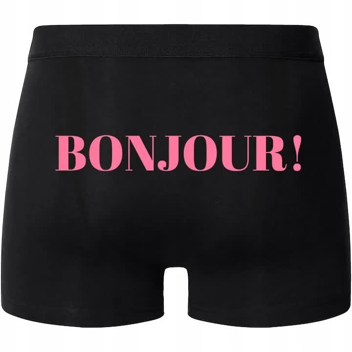 Bokserki Czarne BONJUR na Prezent Zabawny Mix Wzorów Rozmiar XL