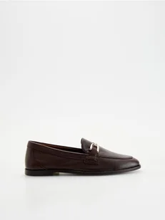 Reserved - Skórzane loafersy - mahoniowy - Półbuty damskie - miniaturka - grafika 1