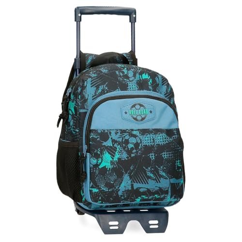 Roll Road Soccer Plecak przedszkolny z wózkiem Czarny 23x28x10 cms Poliester 6,44L, czarny, Plecak przedszkolny z wózkiem