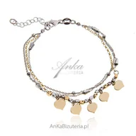 Bransoletki - ankabizuteria.pl Bransoletka srebrna rodowana i pozłacana z serduszka - miniaturka - grafika 1