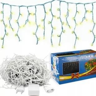 Lampki sople kurtyna świetlna 500 LED BIAŁY CIEPŁY - Oświetlenie świąteczne - miniaturka - grafika 1