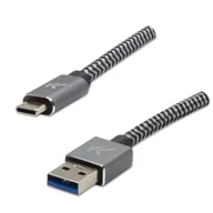 Kable komputerowe i do monitorów - Logo USB kabel (3.2 gen 1), USB A M - 1m, 5 Gb/s, 5V/3A, szary, box, metalowy oplot, aluminiowa osłona złącza - miniaturka - grafika 1