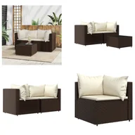 Meble ogrodowe - vidaXL 3-częściowy zestaw wypoczynkowy do ogrodu z poduszkami z brązowego polirattanu - Zestaw wypoczynkowy do ogrodu - Zestawy wypoczynkowe do ogrodu - Zestaw wypoczynkowy na zewnątrz - Zestaw wypoczynkowy na taras - miniaturka - grafika 1