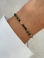 Bransoletki - Bransoletka na nici z czarnym turmalinem, malachitem i cytrynem - ochrona i d - miniaturka - grafika 1