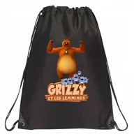 Torby szkolne - P185 PLECAK WOREK NA BUTY TORNISTER GRIZZY I LEMINGI PREZENT JAKOŚĆ CZARNY - miniaturka - grafika 1