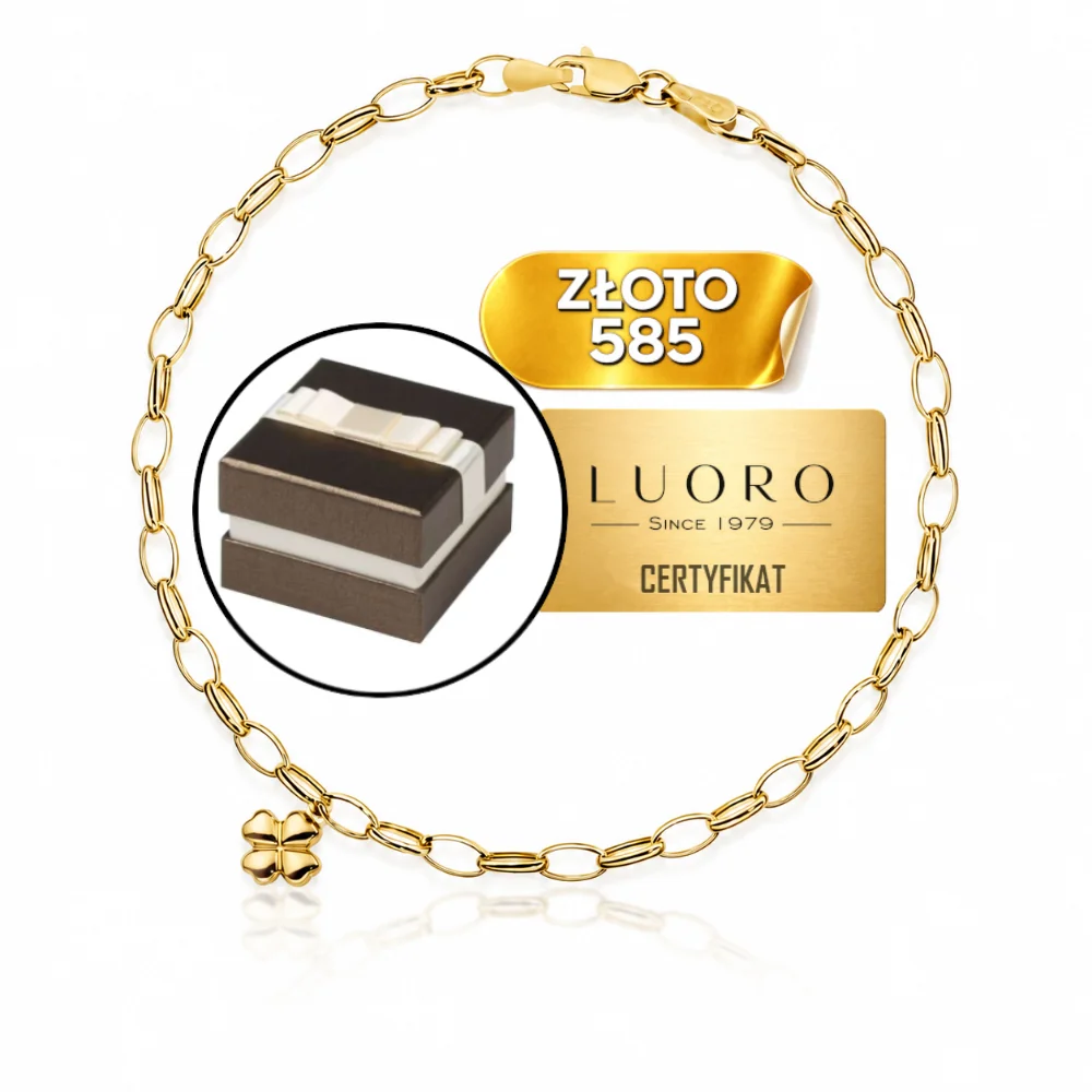 BRANSOLETKA ZŁOTA 585 14K SPLOT OWALNY KONICZYNKA 18,5 CM ELEGANCKA