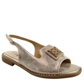 Sandały damskie - S.Barski KV51-082 sandały damskie z ozdobą comfort złote - miniaturka - grafika 1