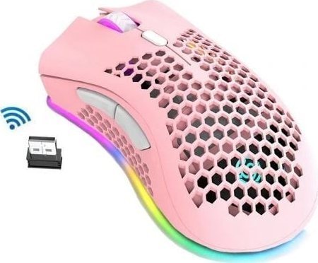 K-snake BEZPRZEWODOWA MYSZ RGB LEKKA GAMINGOWA DLA GRACZY - BM600 - PINK 10925554451