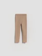 Bluzy dla dziewczynek - Reserved - Dzianinowe legginsy z wiskozą - beżowy - miniaturka - grafika 1