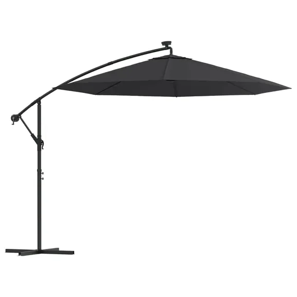 Parasol ogrodowy z oświetleniem LED, 300x254 cm, czarny