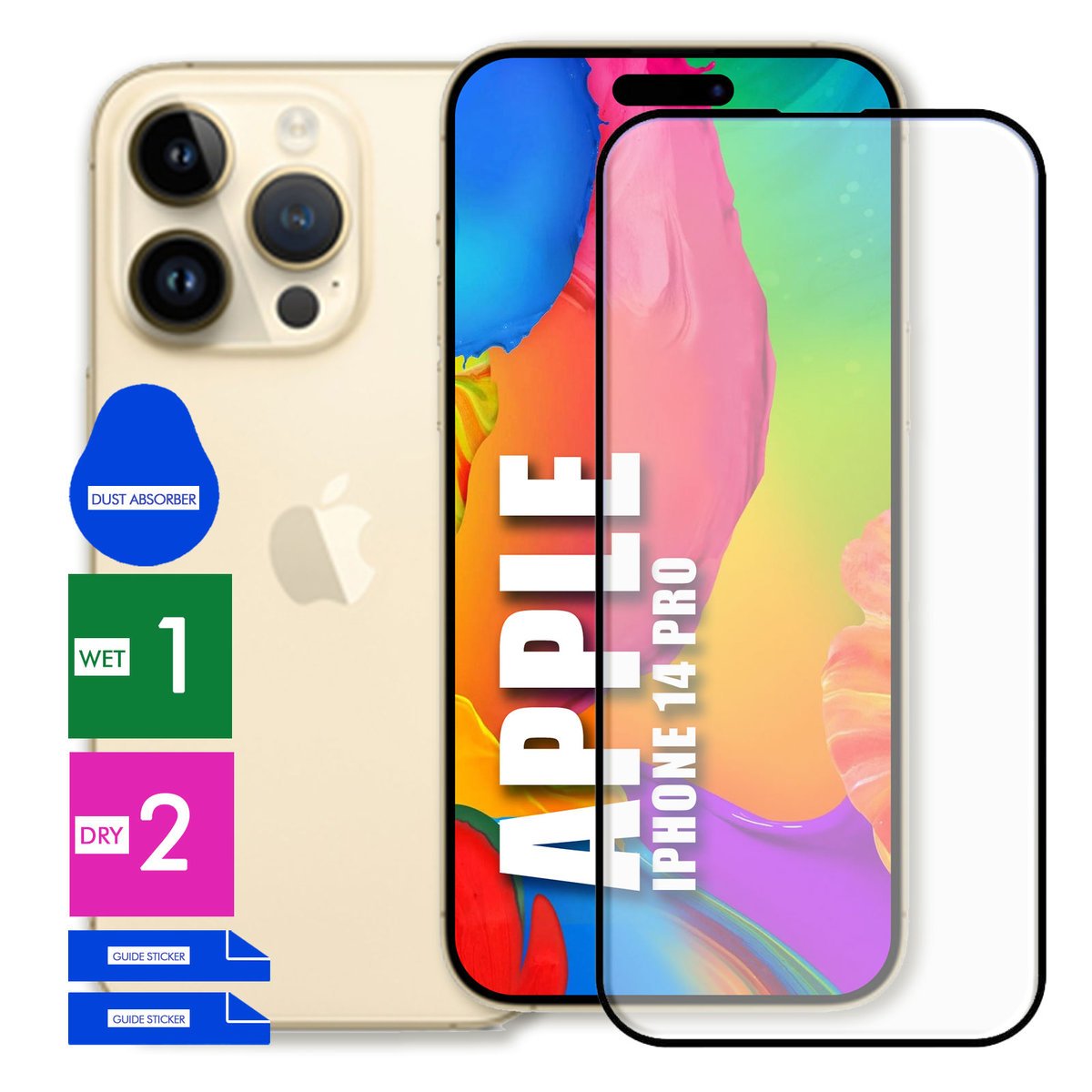 SZKŁO OCHRONNE DO APPLE IPHONE 14 PRO HARTOWANE 9H PEŁNE CAŁY EKRAN 5D