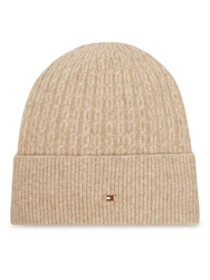 Tommy Hilfiger Czapka Th Cable Enamel Flag AW0AW17776 Brązowy - Czapki damskie - miniaturka - grafika 1