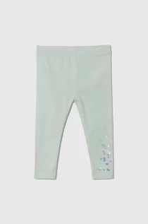 Spodnie i spodenki dla dziewczynek - Guess legginsy dziecięce kolor turkusowy z nadrukiem - grafika 1