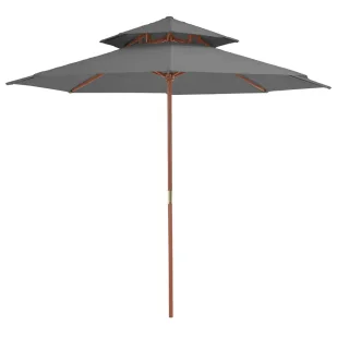 Okrągły parasol ogrodowy z drewnianym słupkiem antracyt A2-C47 - Parasole ogrodowe Okrągły parasol ogrodowy z drewnianym słupkiem antracyt A2-C47 - Parasole ogrodowe - miniaturka - grafika 1