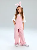 Kombinezony dla dzieci - Sinsay - Jeansy ogrodniczki z haftowanym wzorem - różowy - miniaturka - grafika 1