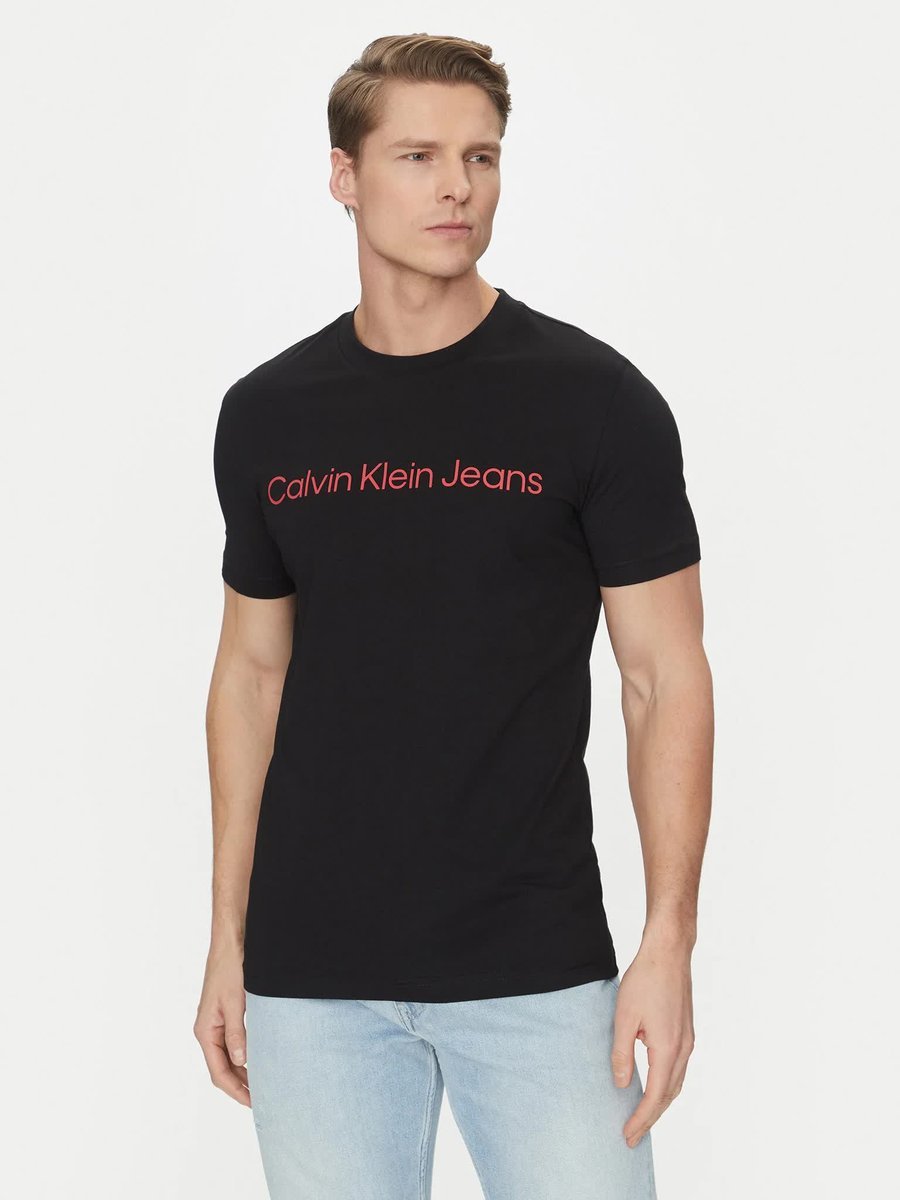 Męska koszulka z krótkim rękawem czarny T-shirt sportowy CALVIN KLEIN JEANS r. M