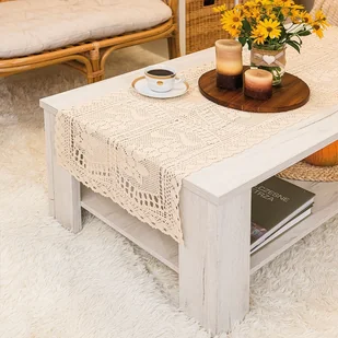 Ażurowy, gotowy bieżnik bawełniany, kolor kremowy, Iness, oferowany w rozmiarze: 60x120 cm - Obrusy i serwetki Ażurowy, gotowy bieżnik bawełniany, kolor kremowy, Iness, oferowany w rozmiarze: 60x120 cm - Obrusy i serwetki - miniaturka - grafika 1