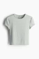Koszulki i topy damskie - H & M - Dopasowany T-shirt - Turkusowy - H&M - miniaturka - grafika 1