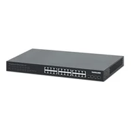 Switche - Switch niezarządzalny intellinet 24x 10/100/1000 mbps poe+ 370w + 4x sfp+ 10g uplink, rack 19" - miniaturka - grafika 1
