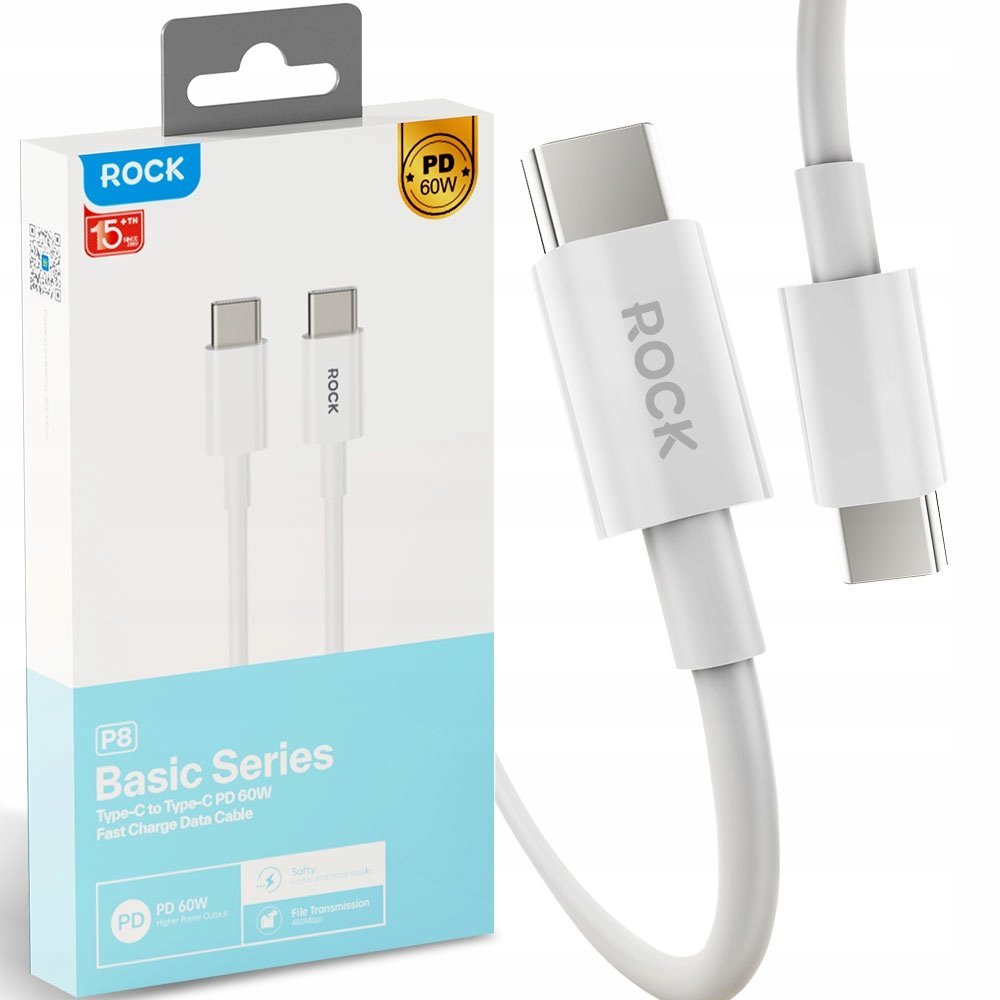 Kabel Rock USB typ C - USB typ C 1 m biały