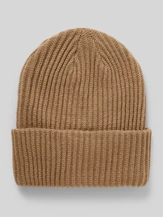 Czapka beanie z prążowanej dzianiny z brzegiem model ‘HEXO’ - Czapki damskie - miniaturka - grafika 1