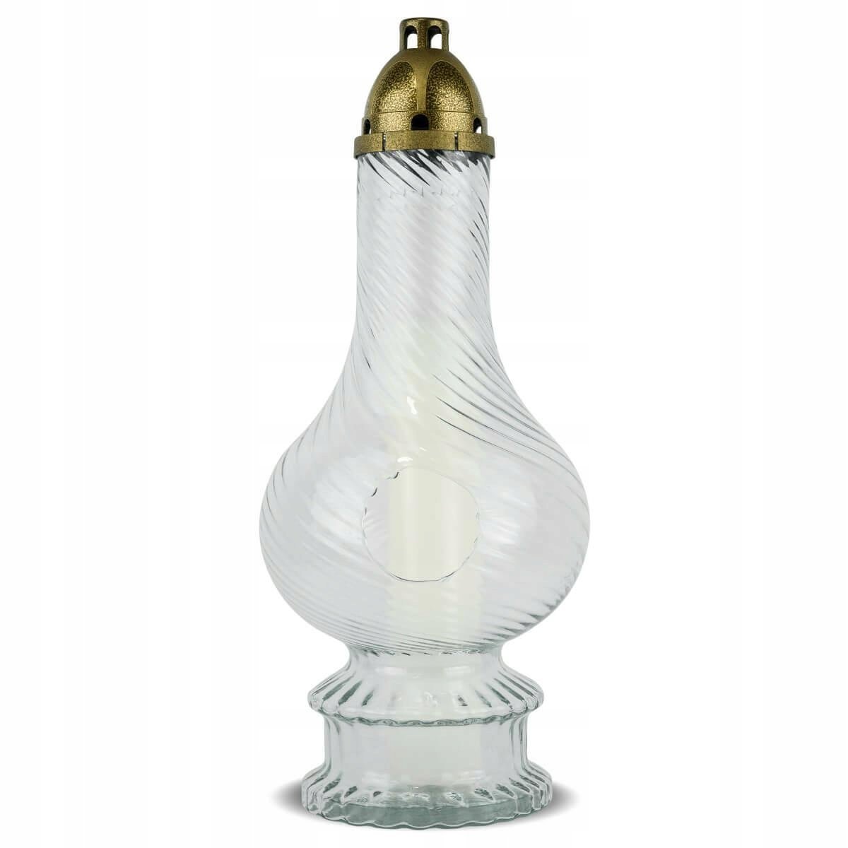 Znicz Lampa Bardzo Duża 55 cm Biały Znicz Szklany Ekskluzywny z Wkładem
