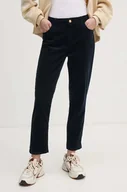 Spodnie damskie - Tommy Hilfiger spodnie sztruksowe kolor granatowy dopasowane high waist WW0WW43479 - miniaturka - grafika 1