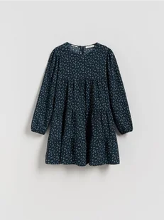 Reserved - Wzorzysta sukienka - granatowy - Sukienki i spódniczki dla dziewczynek - miniaturka - grafika 1