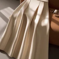 Spódnice - TEMU Elegancka damska plisowana spódnica maxi z wysokim stanem i paskiem - jednolita, długa spódnica w kształcie litery A na każdą porę roku, idealna - miniaturka - grafika 1