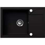 Zlewozmywaki - EOS Zlewozmywak granitowy ADRIA czarny brokat srebrny (z ociekaczem) - miniaturka - grafika 1