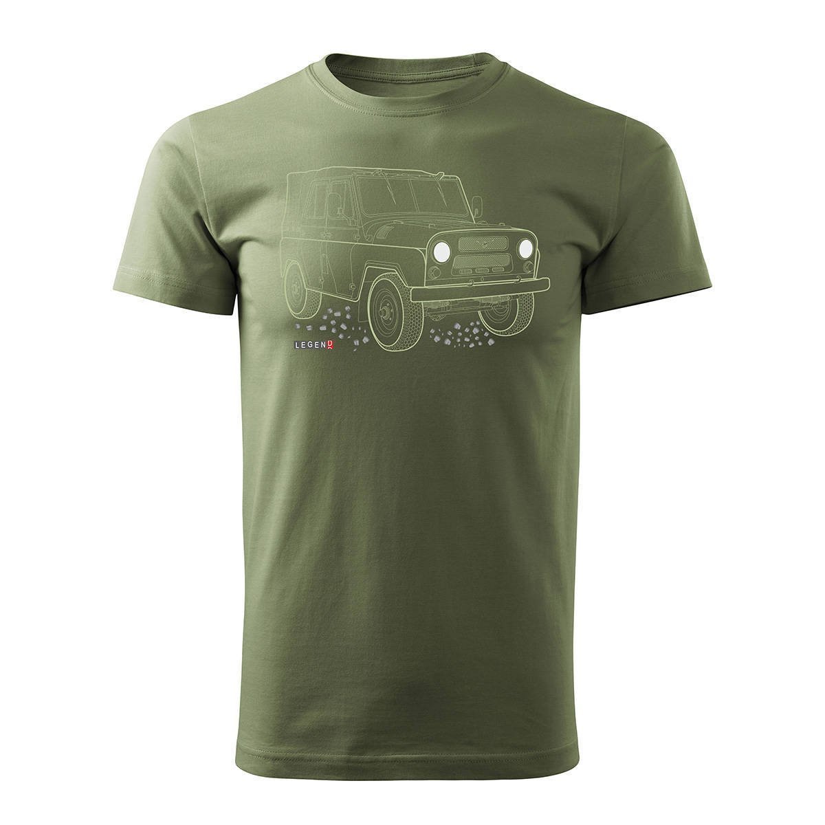Topslang, Koszulka męska z samochodem UAZ 469 452 auto PRL 4x4, khaki, rozmiar XL