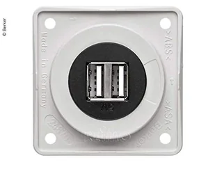 Hager Polo Integro Gniazdo USB ładowania podwójne, 12V, 3A; czarny mat, mechanizm czarny 926022503 926022503 - Gniazdka elektryczne - miniaturka - grafika 1