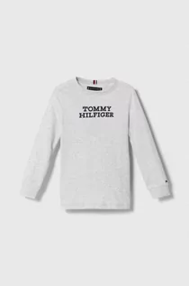Bluzki dla chłopców - Tommy Hilfiger longsleeve bawełniany dziecięcy kolor szary z nadrukiem - grafika 1