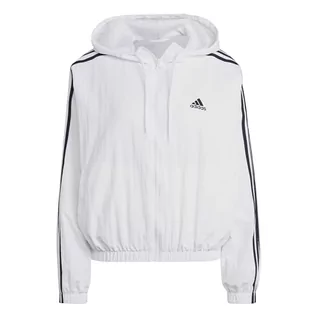 Kurtki damskie - adidas Damska kurtka wiatrówka Essentials z 3 paskami, biała/czarna, biały/czarny, XS - grafika 1