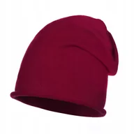 Czapki damskie - Czapka Dla Kobiety Beanie Jesienna Zimowa Majka Prosta Bez Wzoru Bordowa - miniaturka - grafika 1
