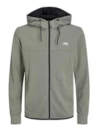 Bluzy męskie - JACK & JONES Męska bluza z kapturem, z wysokim dekoltem, zamek błyskawiczny, Desert Sage, XL - miniaturka - grafika 1
