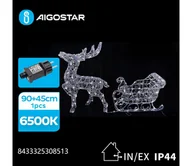 Ozdoby bożonarodzeniowe - Aigostar-LED dekoracja zewnętrzna LED/3,6W/31/230V 6500K 90/45cm IP44 renifer z saniami - miniaturka - grafika 1