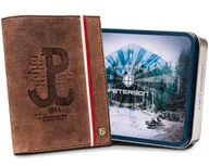 Portfele - Pojemny portfel męski patriotyczny Polska Walcząca flaga Polski skóra naturalna Peterson, brązowy - miniaturka - grafika 1