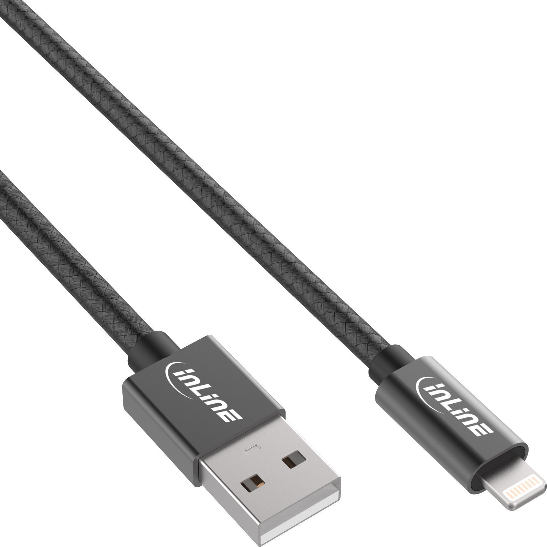 Kabel USB InLine USB-A - Lightning 2 m Szary 31422B