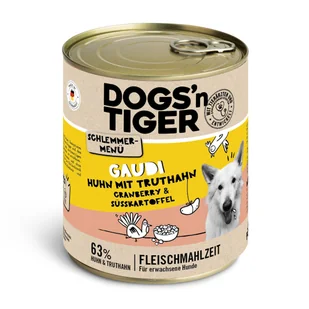 Dogs'n Tiger smakowite menu, 6 x 800 g - Kurczak z indykiem, żurawinąi batatami - Mokra karma dla psów - miniaturka - grafika 1